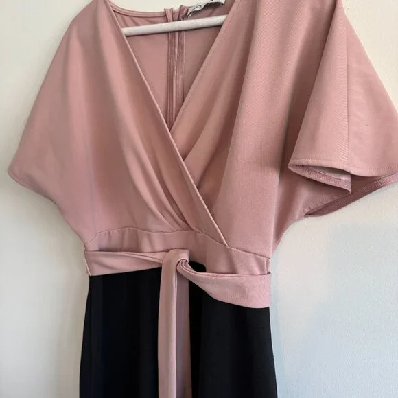 Pretty! Grace Karin Faux-Wrap Dress — Soft Pink (Size L) - Picture 3 of 6